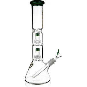 Photo of 14" Beaker Bong w/ Double Showerhead Percolator, by Crystal Glass