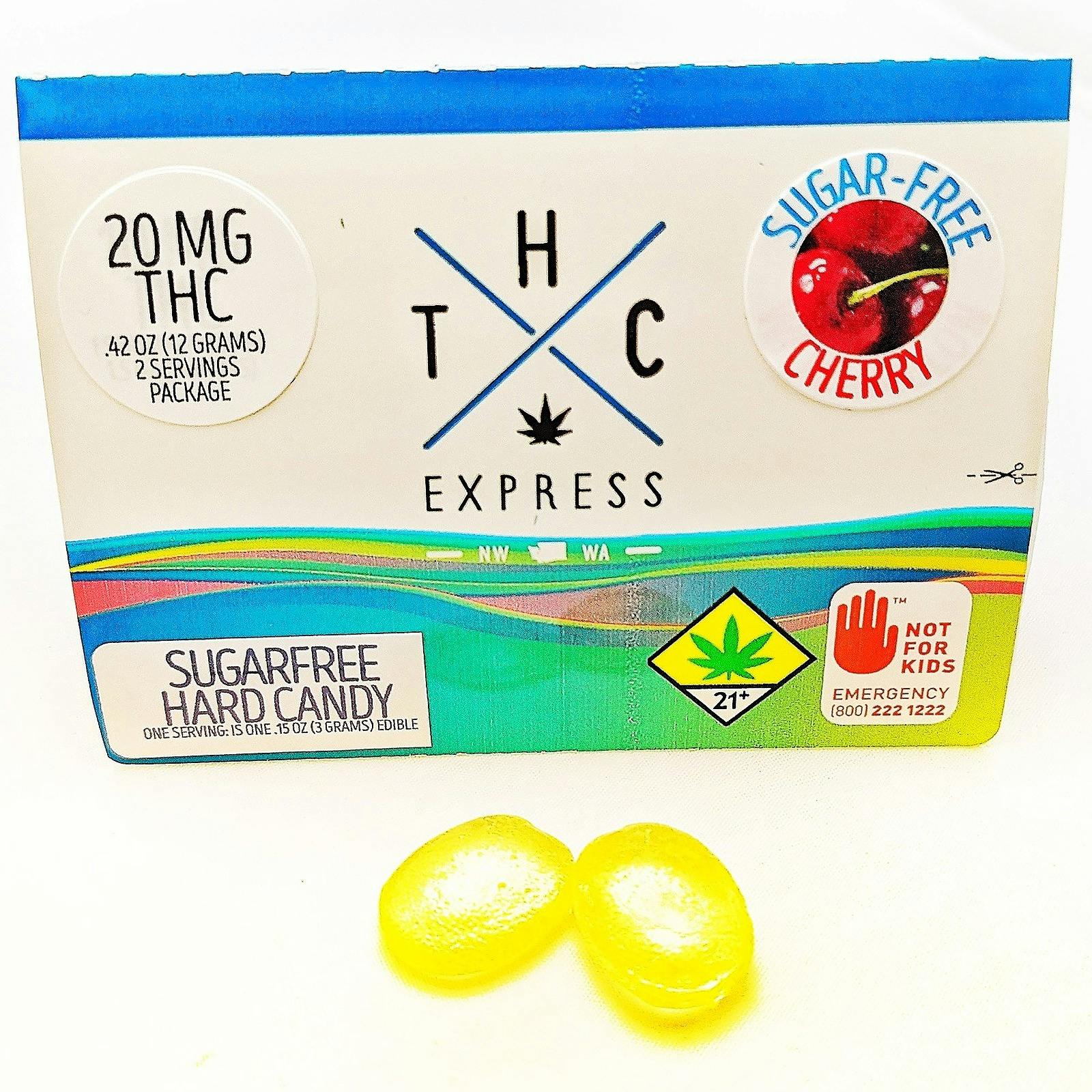 THC Express Cherry SugarFree Hard Candies 20mg 2Pack Leafly