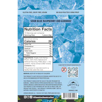 Photo of Sour Blue Raspberry Hemp CBD Gummiez 250mg CBD - Oklahoma