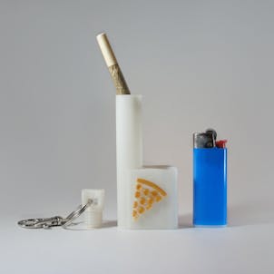 Photo of Glow-in-the-Dark, Terrapin Mini Lighter and Joint Holder + Keychain - Gold Pizza