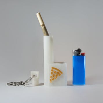 Photo of Glow-in-the-Dark, Terrapin Mini Lighter and Joint Holder + Keychain - Gold Pizza