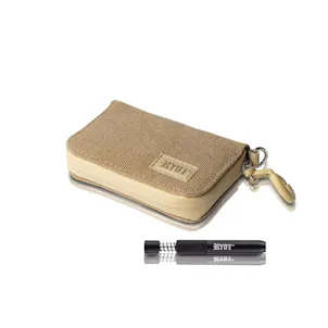 Photo of RYOT® SmellSafe® Krypto-Kit™ in Tan Loaded w/Black ANO Spring Bat & Hemp Rolling Papers