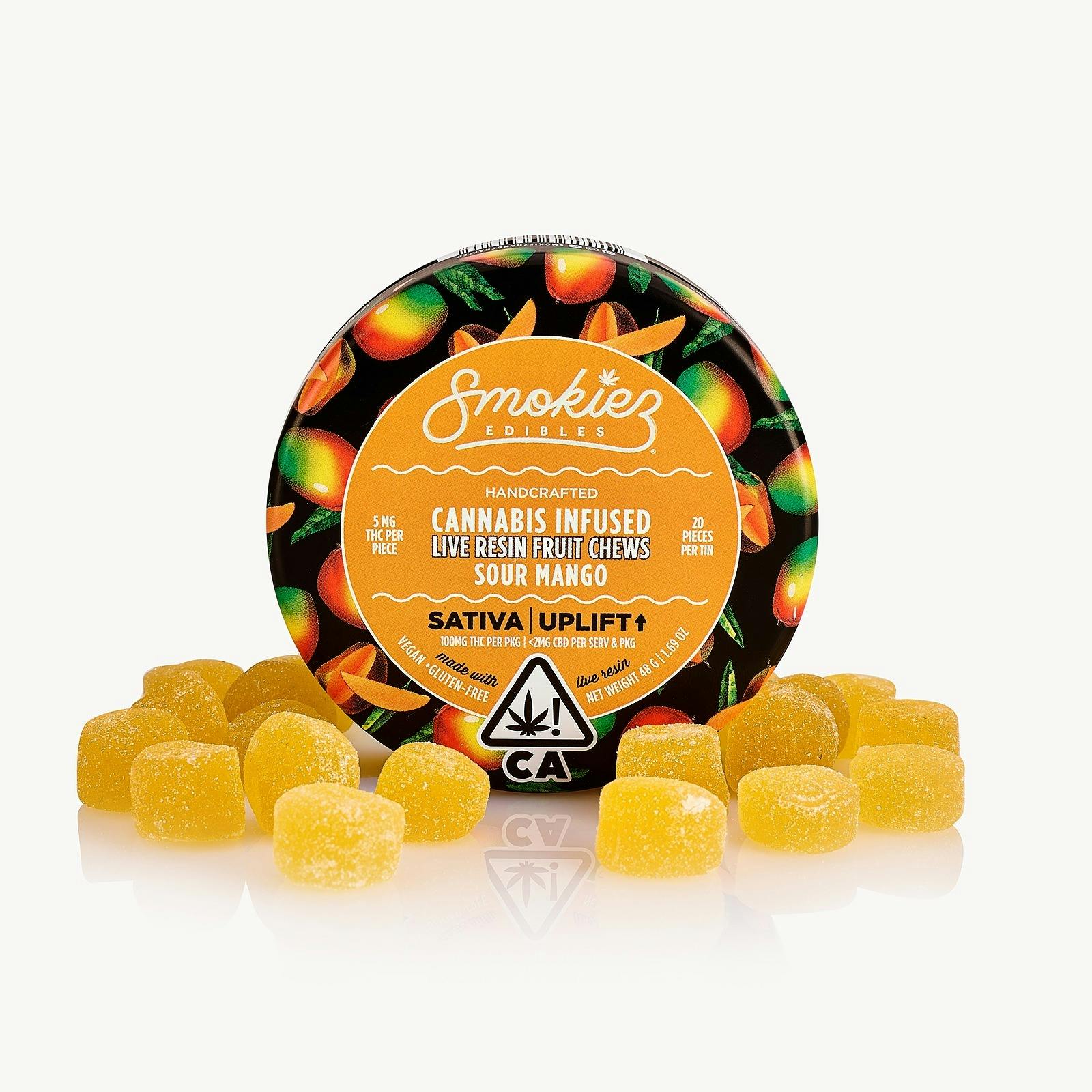 Smokiez Edibles Sour Mango Sativa 100mg THC Live Resin Fruit Chews