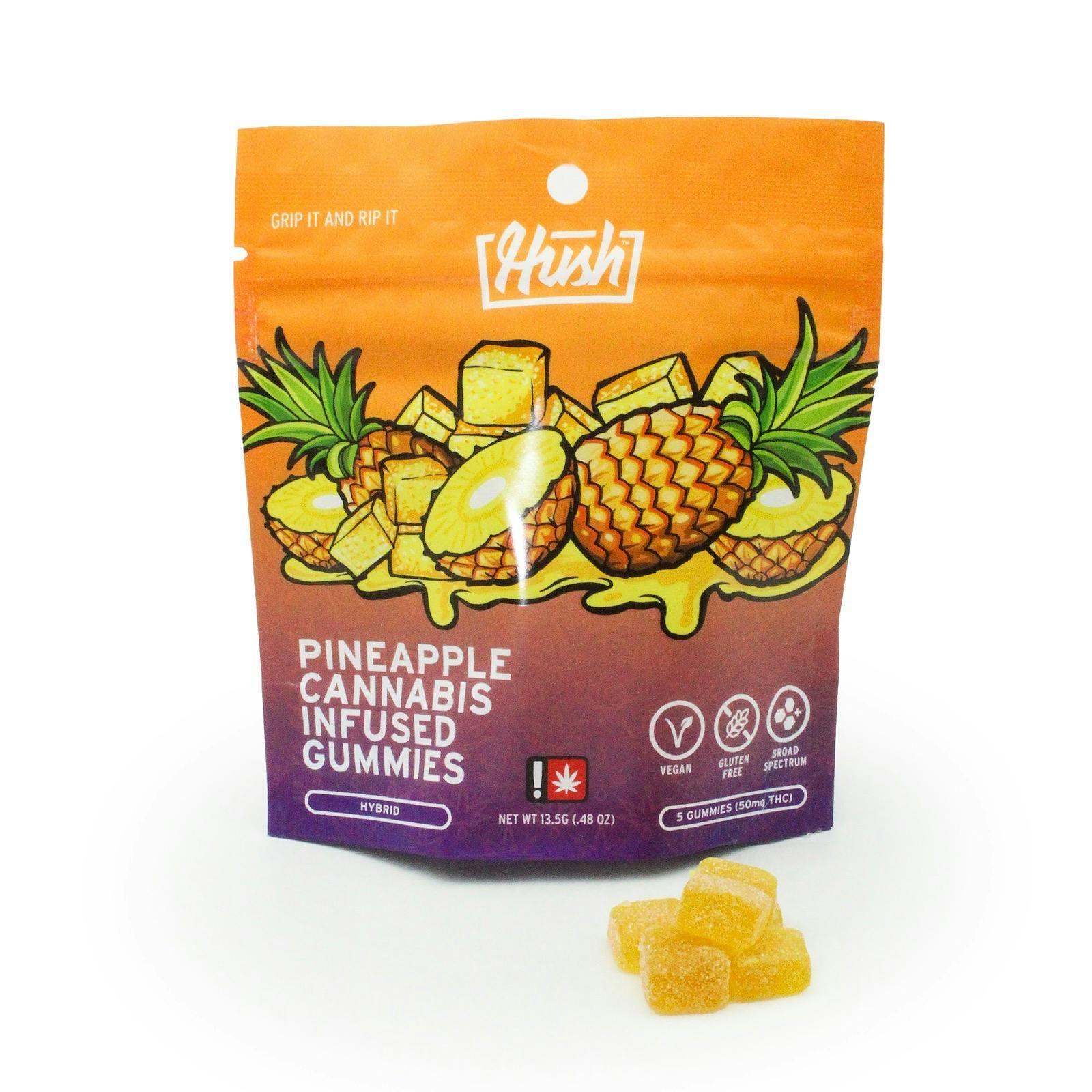 HUSH Pineapple Cannabis Infused Gummies 50mg Leafly