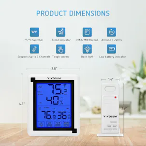Photo of VIVOSUN Digital Hygrometer Indoor Outdoor Thermometer