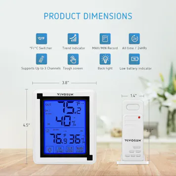 Photo of VIVOSUN Digital Hygrometer Indoor Outdoor Thermometer