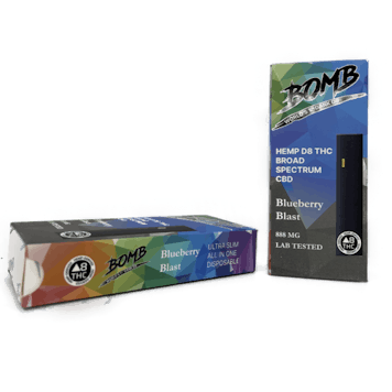 Photo of BOMB Blueberry Blast Live Resin Hemp D-8-THC Disposable Vaporizer