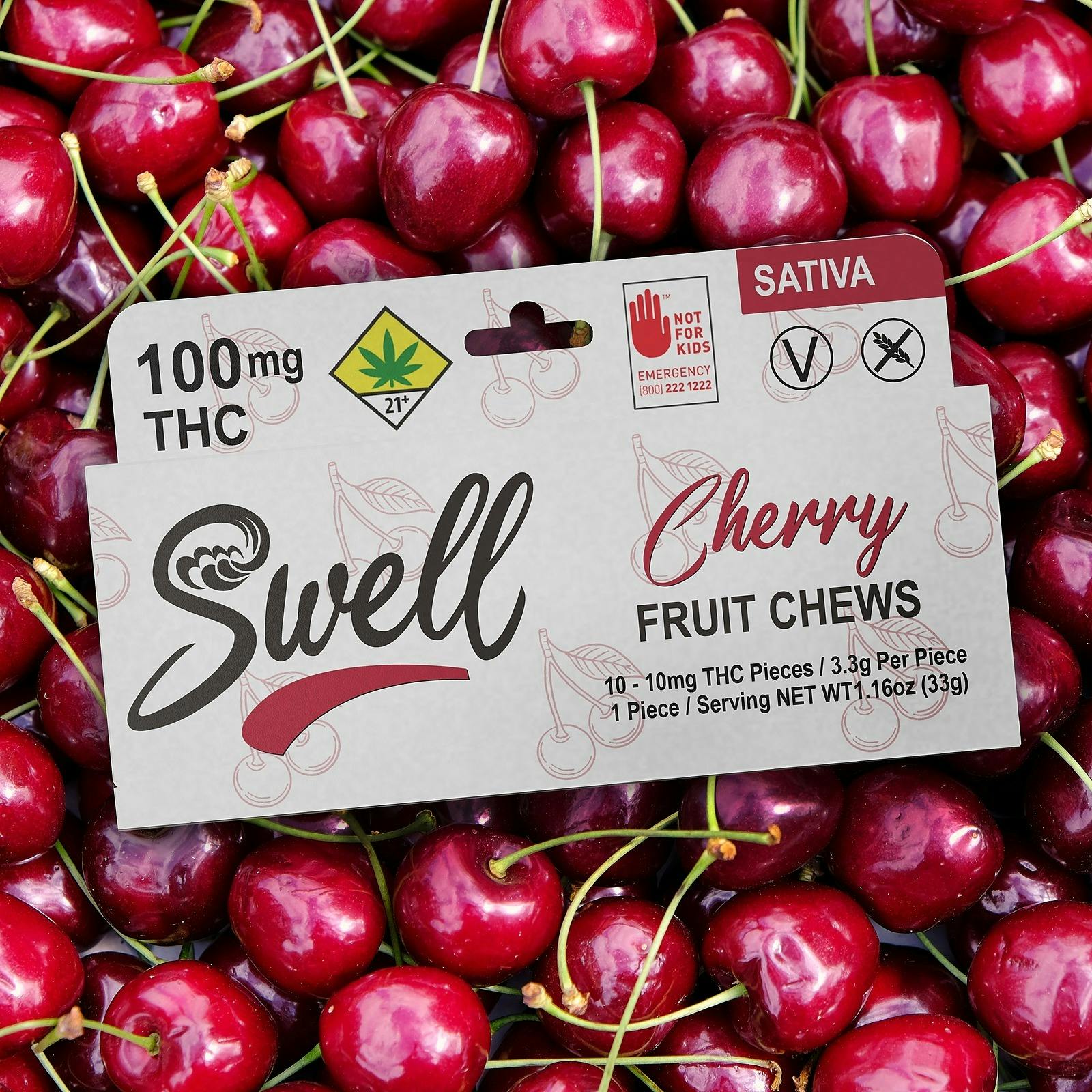 Swell Edibles Sativa Cherry Fruit Chews 100mg 10pack Leafly