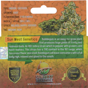 Photo of Bubblegum AutoFlower Cannabis Seeds by Sunwest Genetics