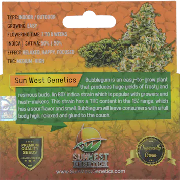 Photo of Bubblegum AutoFlower Cannabis Seeds by Sunwest Genetics