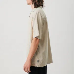 Photo of Afends Mens Daily - THC Essentials - Hemp Cuban Short Sleeve Shirt - Cement