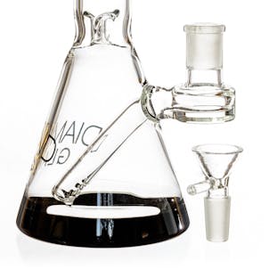 Photo of 10" Beaker Bong w/ colored lip and base + built-in stem, by Diamond Glass