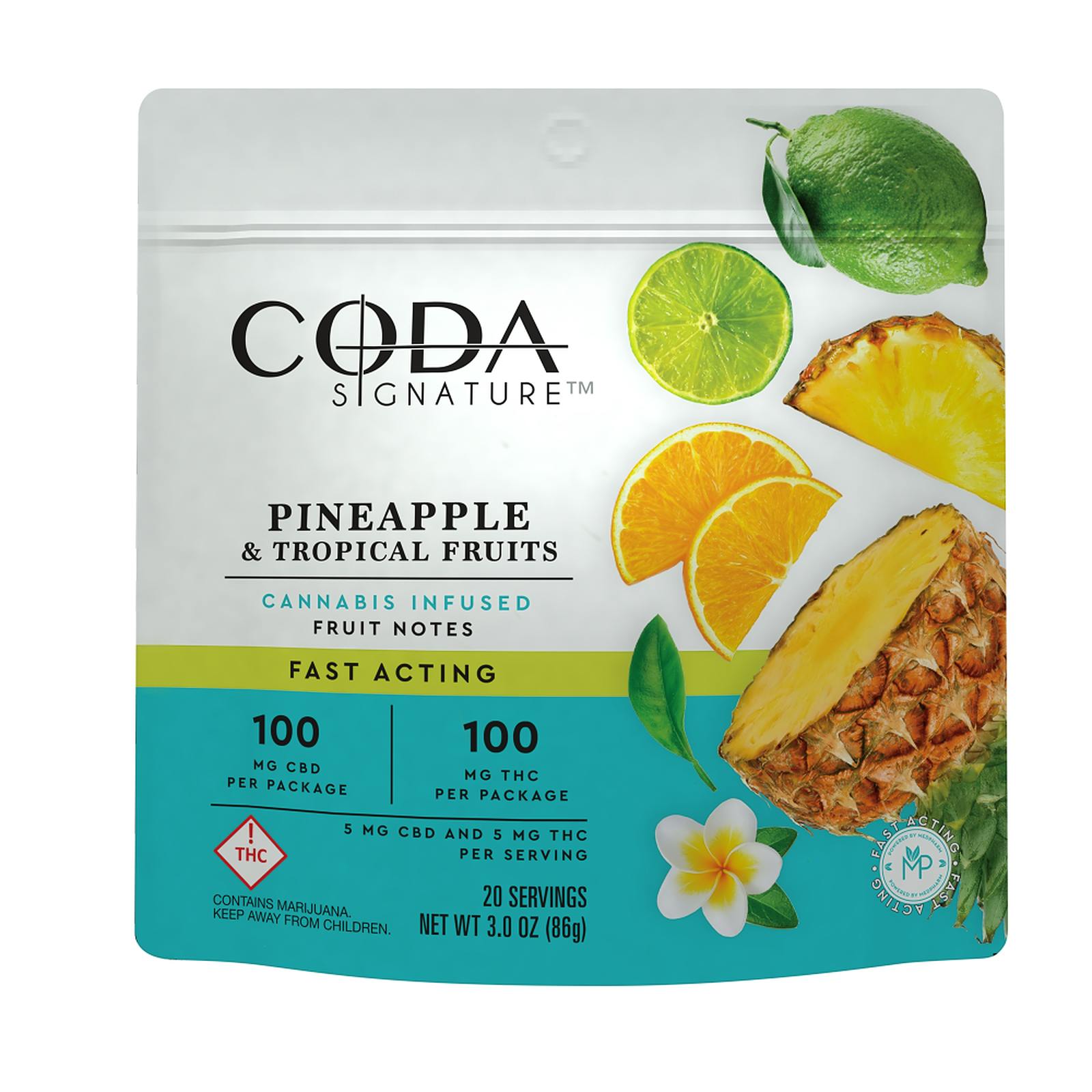 Coda Signature Pineapple & Tropical Fruits FastActing Fruit Notes 100mg CBD100mg THC Leafly