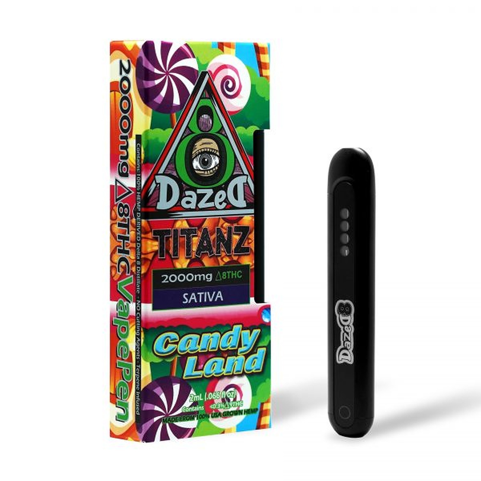 DazeD8: Candyland Delta 8 THC Titanz Disposable Vape — 2 Grams | Leafly