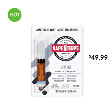Photo of 500MG SFV OG CBD VAPE CARTRIDGE