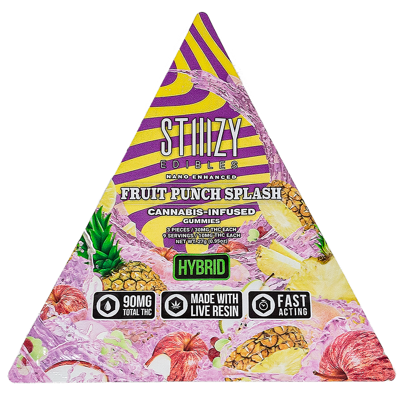 STIIIZY: FRUIT PUNCH SPLASH STIIIZY EDIBLES - 90MG GUMMY TRIANGLES | Leafly