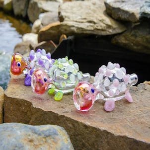 Photo of "Turtle Themed Glass" Chillum with Colored Marbles