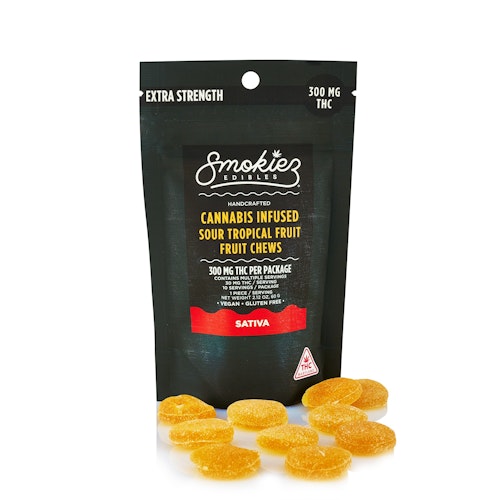 Smokiez Edibles: Sour Tropical Fruit Sativa 300mg THC Fruit Chews - Maryland | Leafly