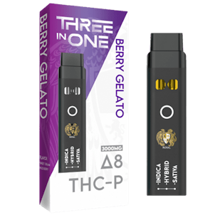 Photo of DELTA 8 + THC-P THREE-IN-ONE DISPOSABLE VAPE: BERRY GELATO (3000MG)