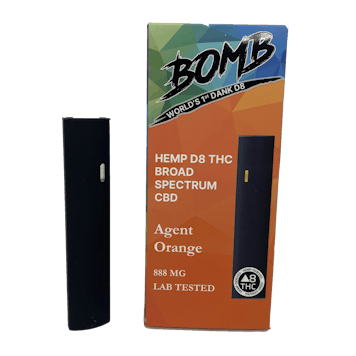 Photo of BOMB Agent Orange Live Resin Hemp D-8-THC Disposable Vaporizer