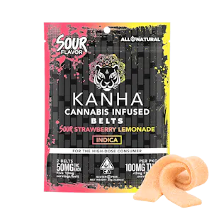 Photo of KANHA | Sour Belts | Sour Strawberry Lemonade | Indica | 100mg THC | 2-pack