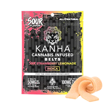Photo of KANHA | Sour Belts | Sour Strawberry Lemonade | Indica | 100mg THC | 2-pack