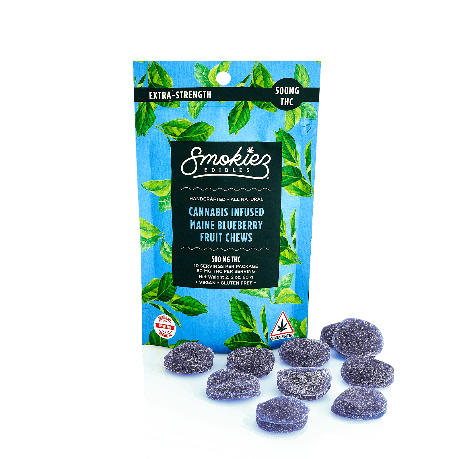 Smokiez Edibles MultiPiece Maine Blueberry Fruit Chews 500mg THC ME Leafly