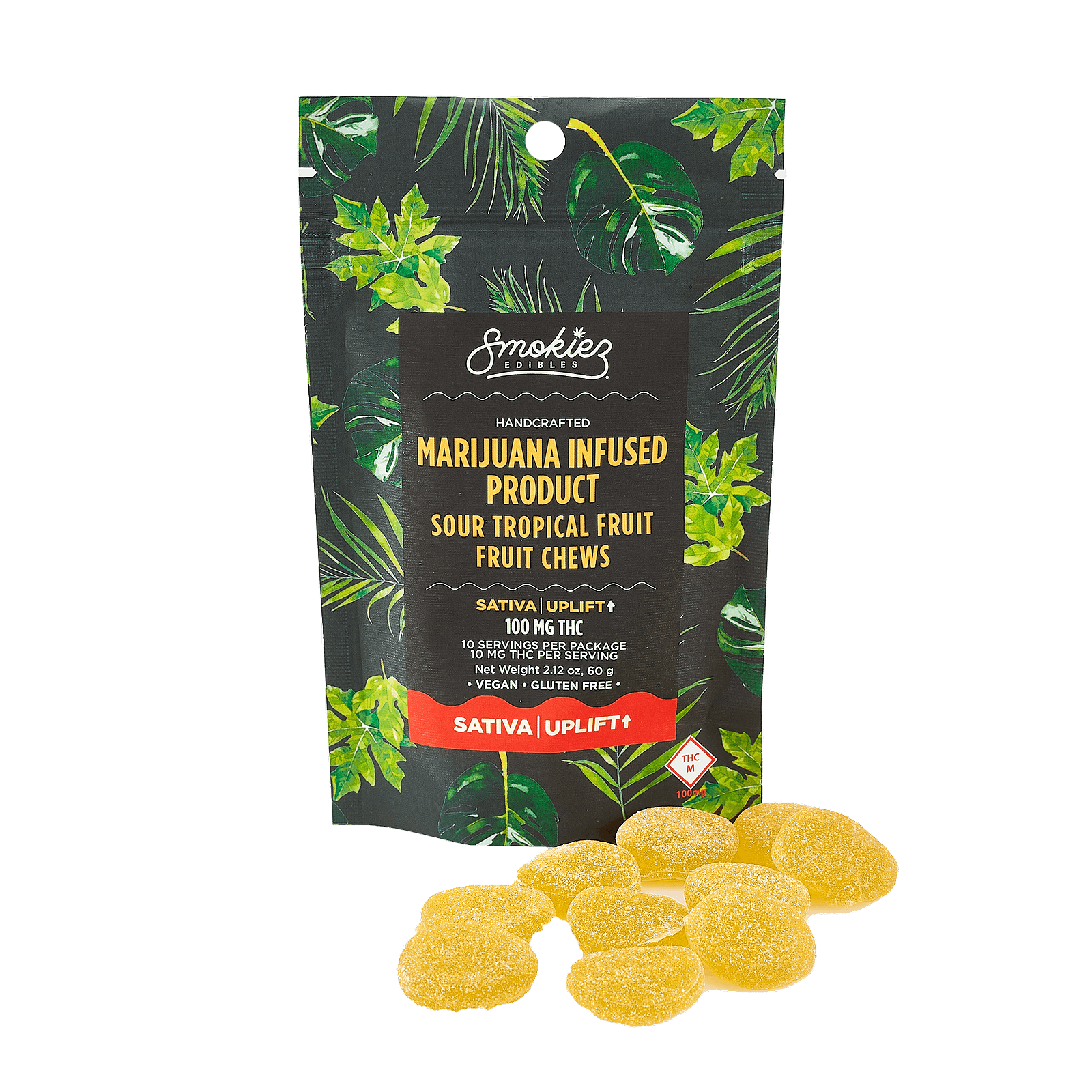 Smokiez Edibles Smokiez SATIVA Sour Tropical Fruit Chews 100mg 10pk MO Leafly