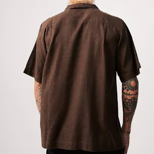 Photo of Afends Mens Daily - THC Essentials - Hemp Cuban Short Sleeve Shirt - Coffee