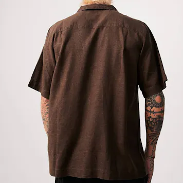 Photo of Afends Mens Daily - THC Essentials - Hemp Cuban Short Sleeve Shirt - Coffee