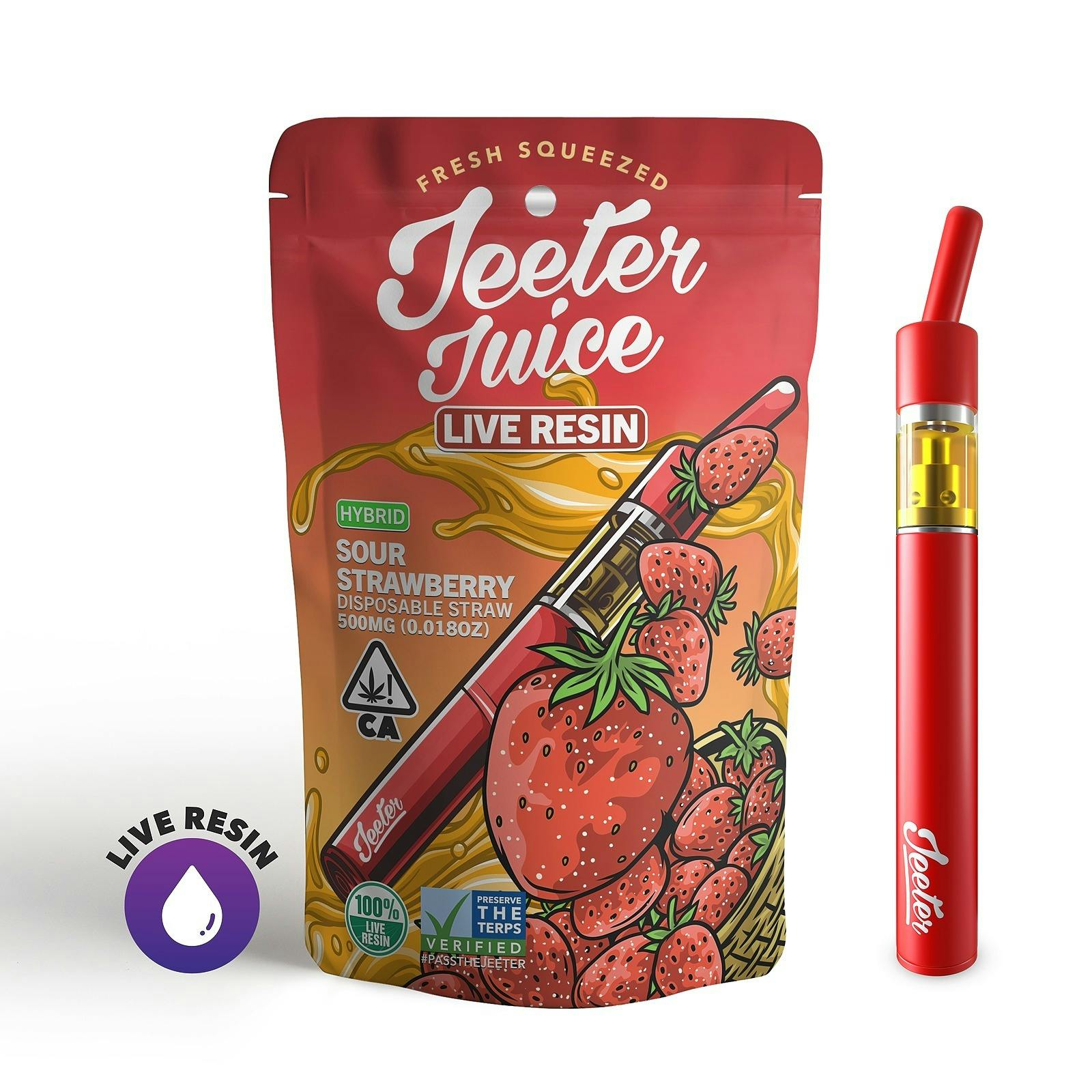 Jeeter Sour Strawberry Jeeter Juice Live Resin Disposable Straw Leafly