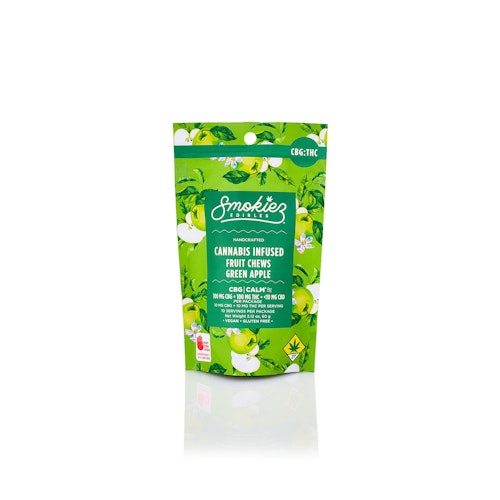 Smokiez Edibles: CBG:THC 1:1 Green Apple 100mg CBG:100mg THC Fruit Chews - Washington | Leafly