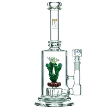 Photo of Empire Glassworks | Bioluminescent Glass Green Cactus Water Pipe w/ Circ Perc