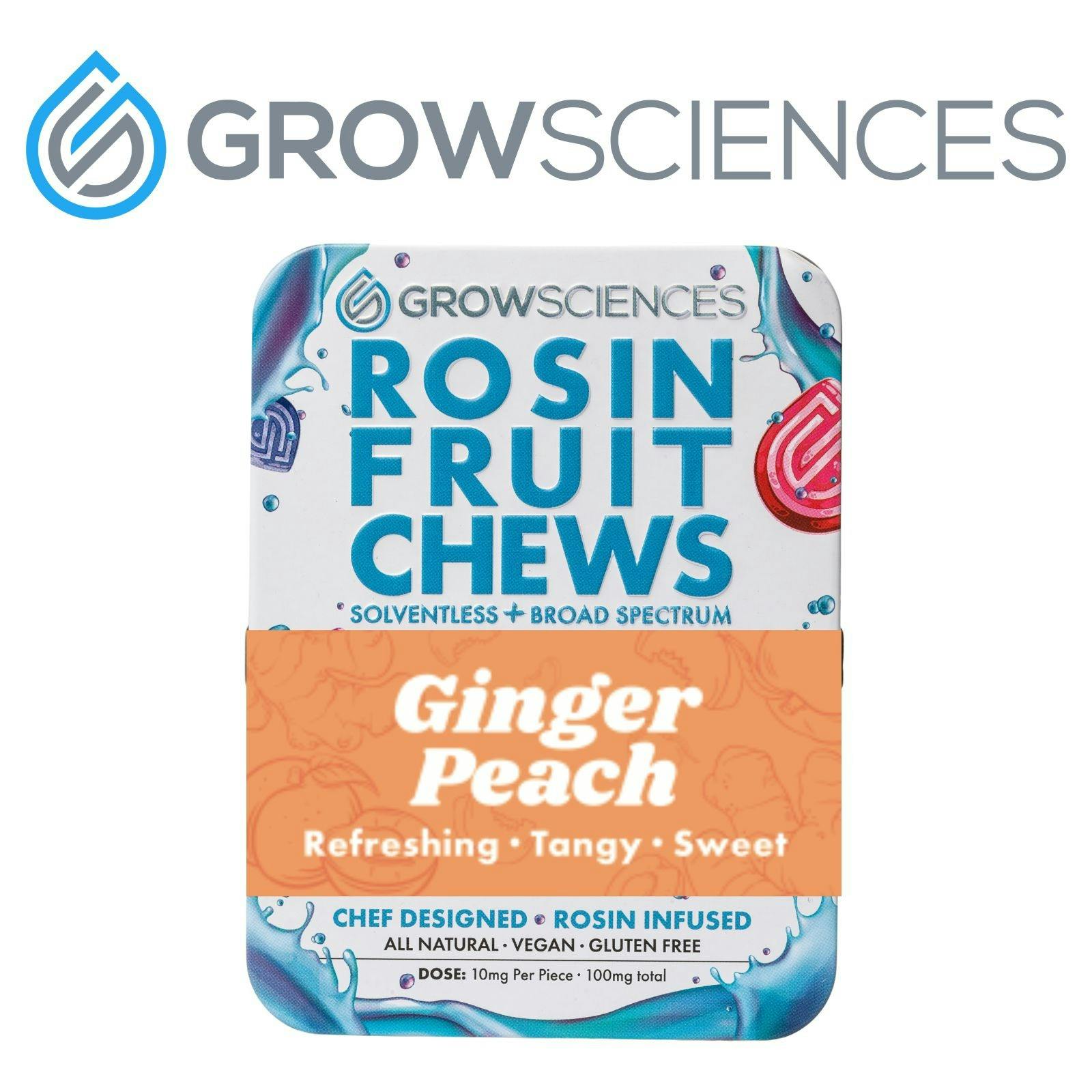 Grow Sciences Ginger Peach Rosin Fruit Chew (100mg) Leafly