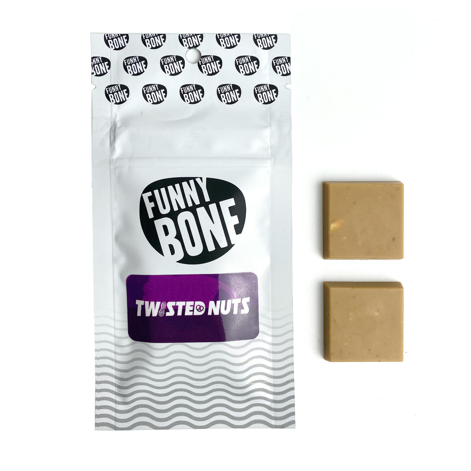 CLOVR Funny Bone 60mg Chocolate Bar 2pk Twisted Nuts Leafly