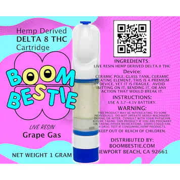 Photo of Live Resin Delta 8 Cartridge Grape Gas