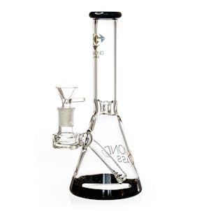 Photo of 10" Beaker Bong w/ colored lip and base + built-in stem, by Diamond Glass