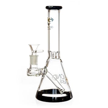 Photo of 10" Beaker Bong w/ colored lip and base + built-in stem, by Diamond Glass