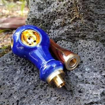 Photo of Hybrid Pipe w/Ceramic and Milo Wood w/ Gold Bowl