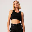 Product image for Afends Womens Chloe - THC Essentials - Hemp Ribbed Crop Tank - Black