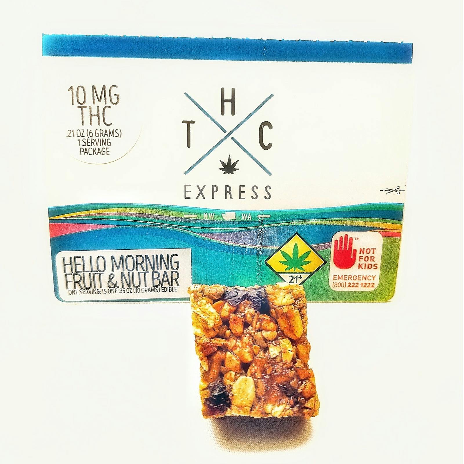 THC Express Hello Morning Sativa Olympic Range Fruit & Nut Bars 10mg Single Leafly