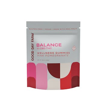 GDF: Wellness Gummies | BALANCE 1:1 Pink Pomegranate | 100mg CBD : 100mg THC | 10pk