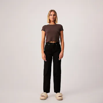 Photo of Afends Womens Faith - THC Essentials - Hemp Ribbed T-Shirt - Coffee