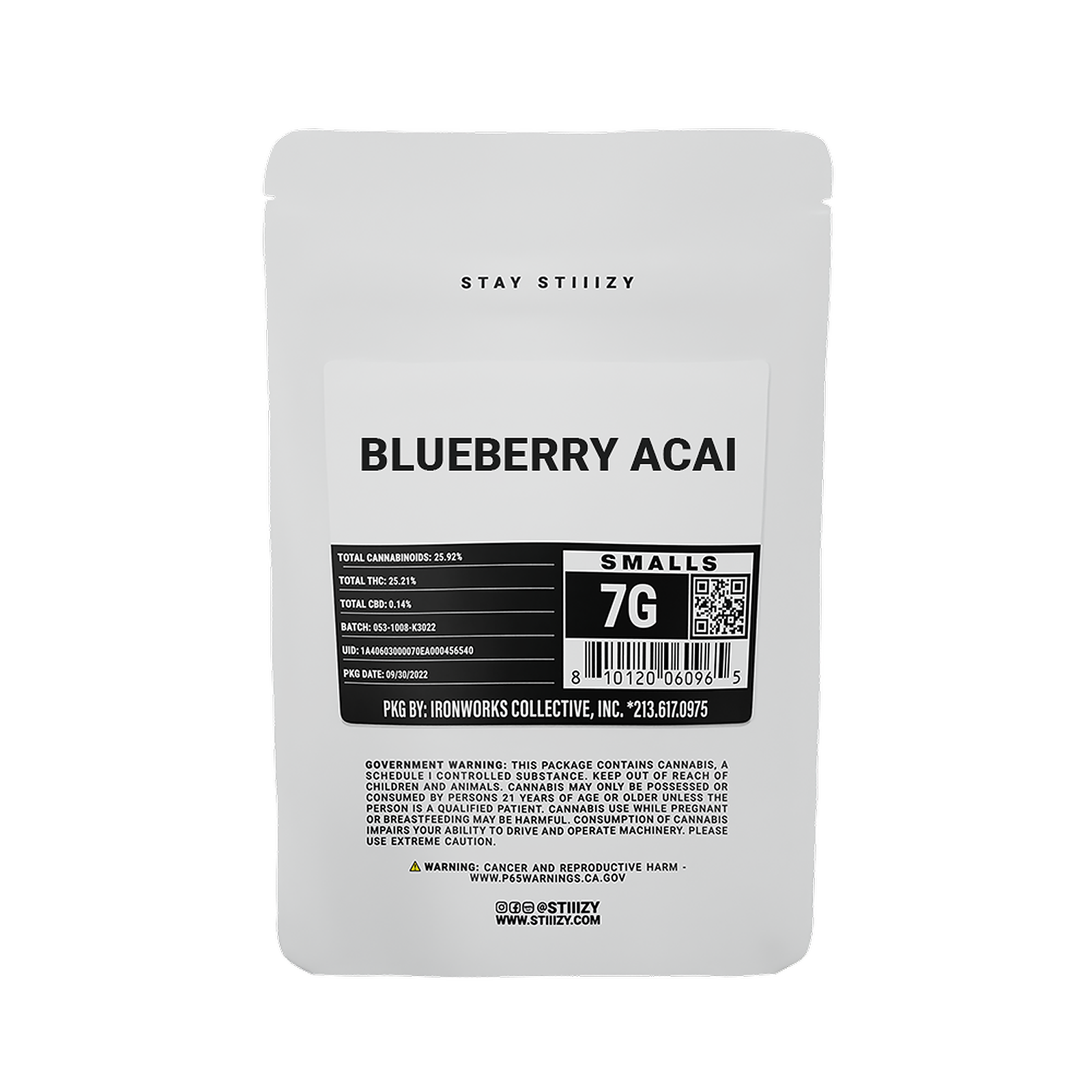 STIIIZY: BLUEBERRY ACAI - WHITE LABEL 7G | Leafly