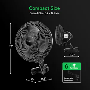 Photo of VIVOSUN AeroWave A6 Clip-on Fan, Patented Portable Indoor Fan with Clip, 2-Speed Adjustment - Black