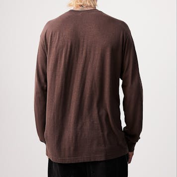 Photo of Afends Mens Essential - THC Essential - Hemp Retro Long Sleeve T-Shirt - Coffee