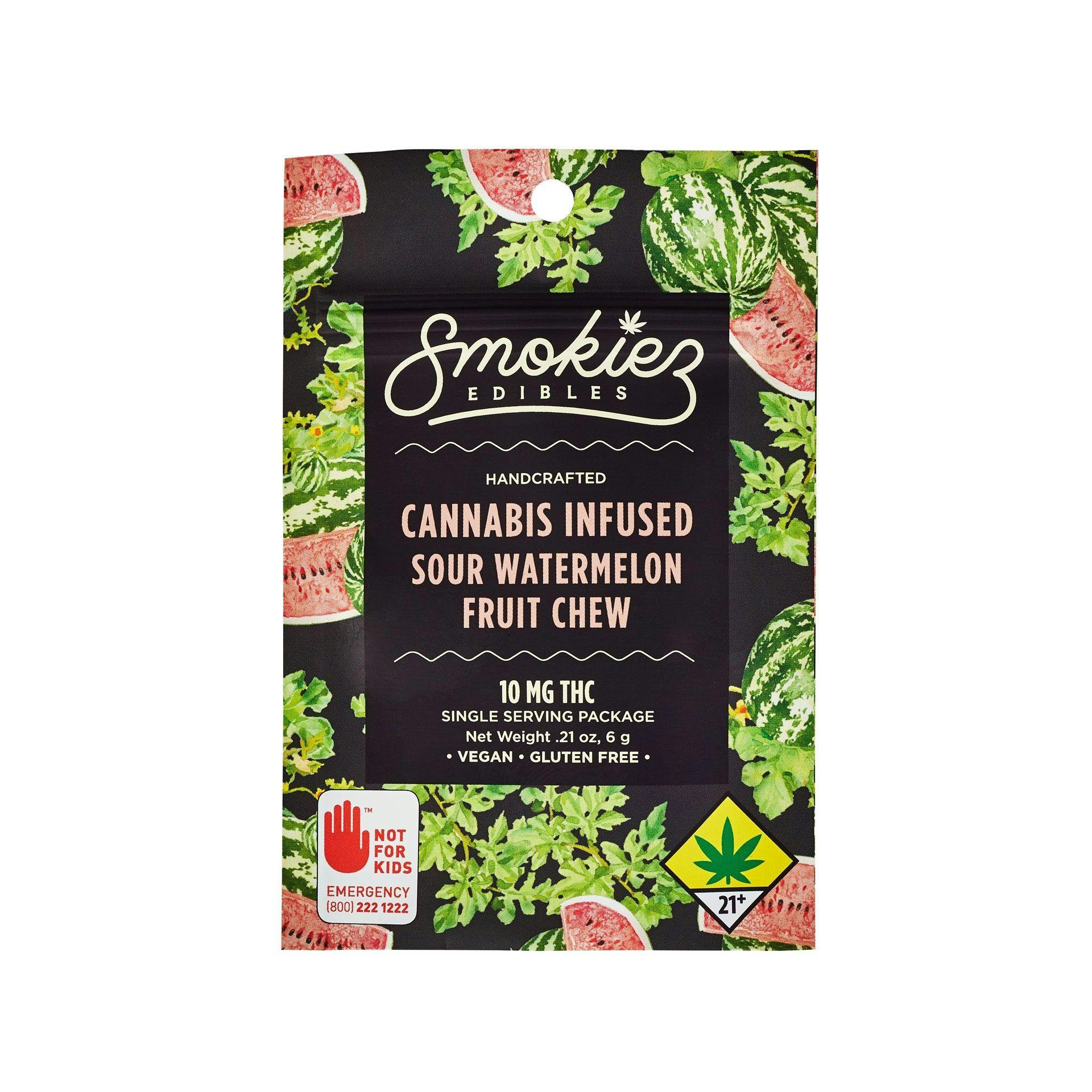 Smokiez Edibles Sour Watermelon Single Serving Fruit Chew, 10mg THC