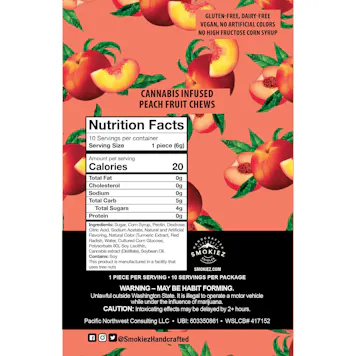 Photo of Peach Sativa 100mg THC Fruit Chews - Washington