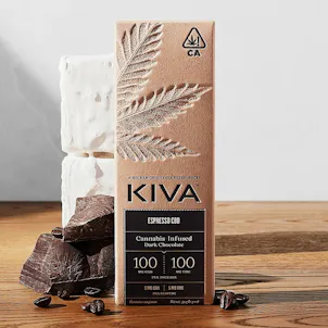 Photo of 5mg : 5mg CBD Kiva 'Espresso CBD' Dark Chocolate Bar 100mg THC : 100mg CBD total