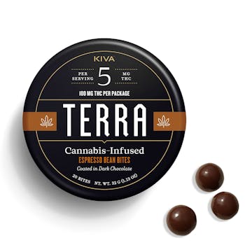100mg THC Dark Chocolate Espresso Bean Terra Bites (5mg THC - 20 pack) - Kiva